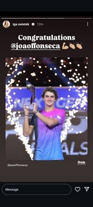 Swiatek congratulates Fonseca on his ATP Next Gen Finals triump